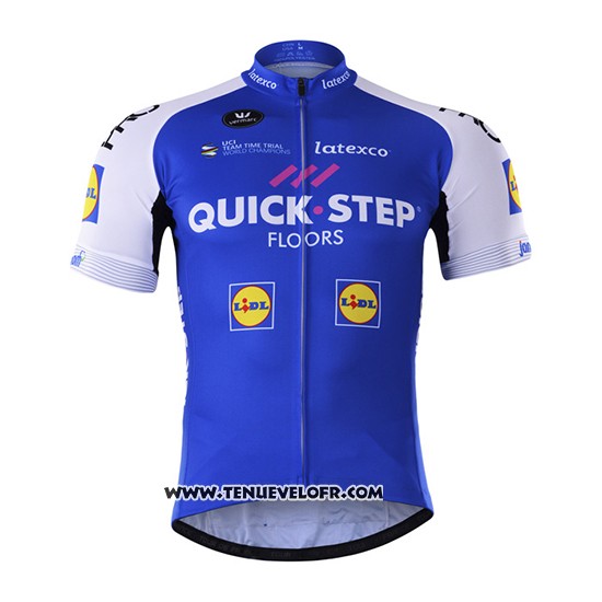 2017 Maillot Ciclismo Quick Step Floor Bleu Manches Courtes et Cuissard